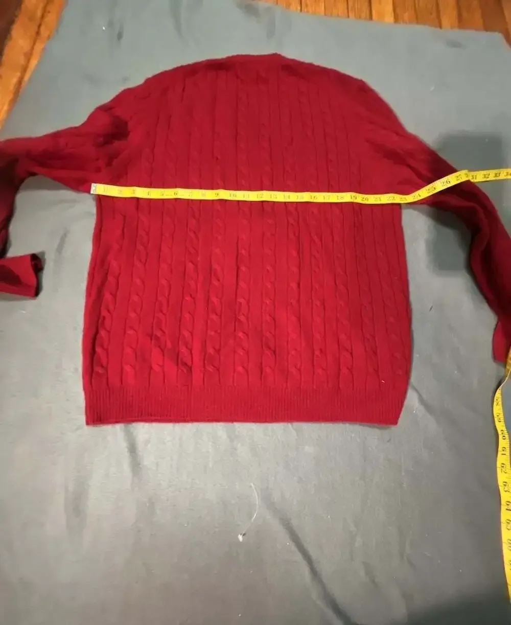 Brooks Brothers Cable Knit Crewneck Sweater Size L Red Lambswool Cashmere